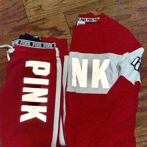 Pink victoria secret sweatshirt and jogger set